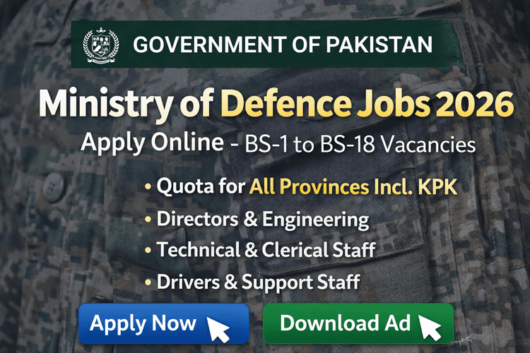 Ghazna Dev Ministry of Defence Jobs 2026 – Situations Vacant | Apply Online (MOD)